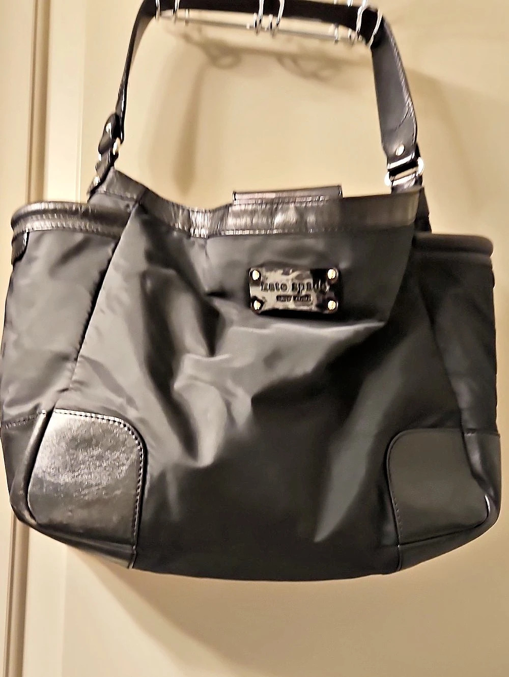 kate spade Large Tate Spot Nylon Tote Black Polka Dot
